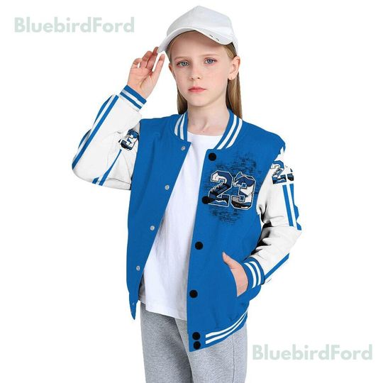 Dunkare Blueberry 12s Baseball Varsity Jacket, Custom Number 23 5s All Over Print Letterman Jackets