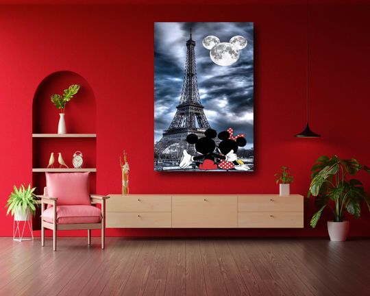 Mickey Love Banksy Canvas Poster Print, Disney Graffiti, Mickey Mouse Love Pop Art, Banksy Love Style Pop Art, Valentine's Day, Unframed