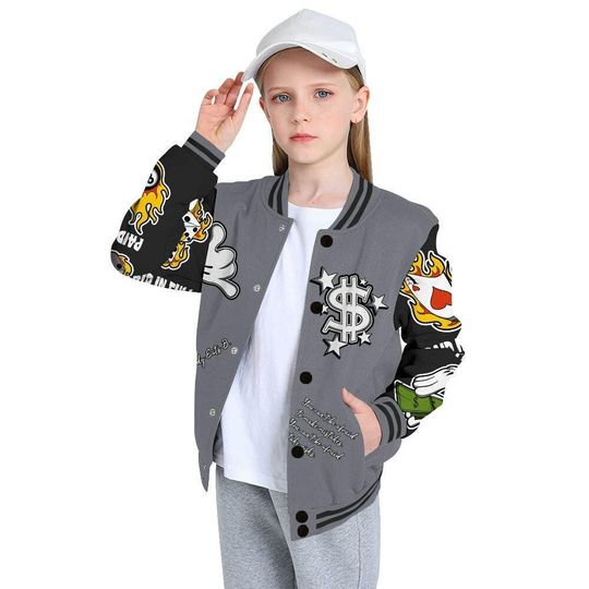 Retro Black Flint 13s Varsity Jacket, Streetwear Varsity Jacket, Hip Hop Varsity Jacket, Everybody Paid In Full Graphic Varsity Jackets