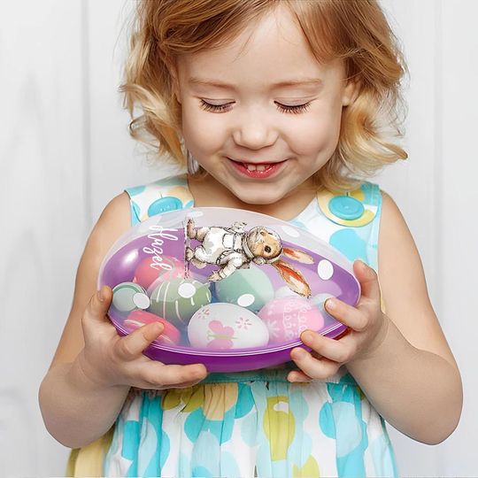 Personalized Cute Easter Bunny Dream Jobs Jumbo Easter Egg with Name, Easter Basket Stuffer Candy Box Gift for Kids