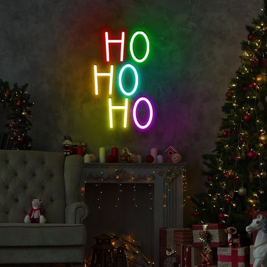 HOHOHO Neon Sign: Rainbow Christmas Wall Decor