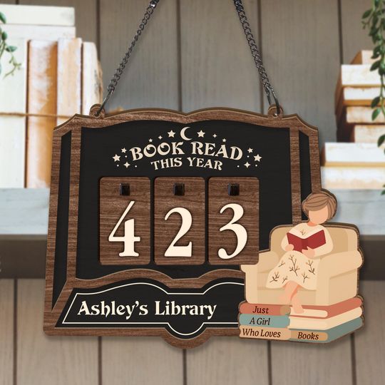 Customized Book Tracker Sign, Personalized Reading Tracker, Library Decor, Book Lover Gift
