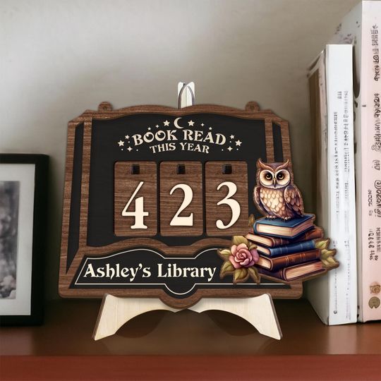 Personalized Owl Books Read Tracker, Books Read This Year, Bookshelf Counter, Bookish Decor