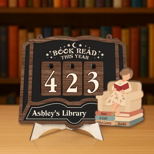 Customized Book Tracker Sign, Personalized Reading Tracker, Library Decor, Book Lover Gift