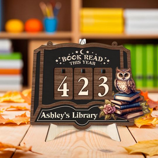 Personalized Owl Books Read Tracker, Books Read This Year, Bookshelf Counter, Bookish Decor
