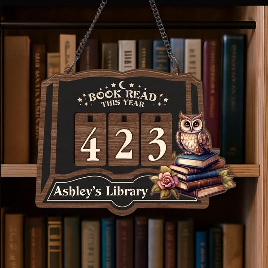 Personalized Owl Books Read Tracker, Books Read This Year, Bookshelf Counter, Bookish Decor