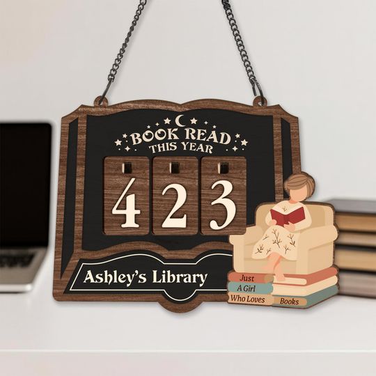 Customized Book Tracker Sign, Personalized Reading Tracker, Library Decor, Book Lover Gift