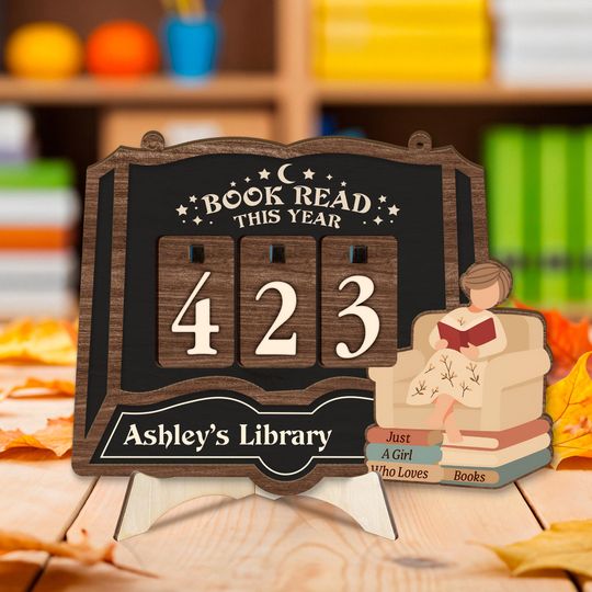 Customized Book Tracker Sign, Personalized Reading Tracker, Library Decor, Book Lover Gift