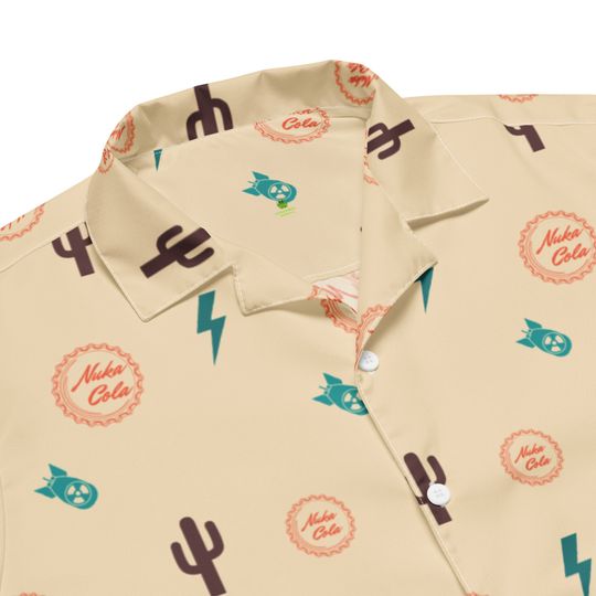 Falllout Nuka Cola Fat Man All Over Button Down Sand Colorway