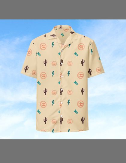 Falllout Nuka Cola Fat Man All Over Button Down Sand Colorway