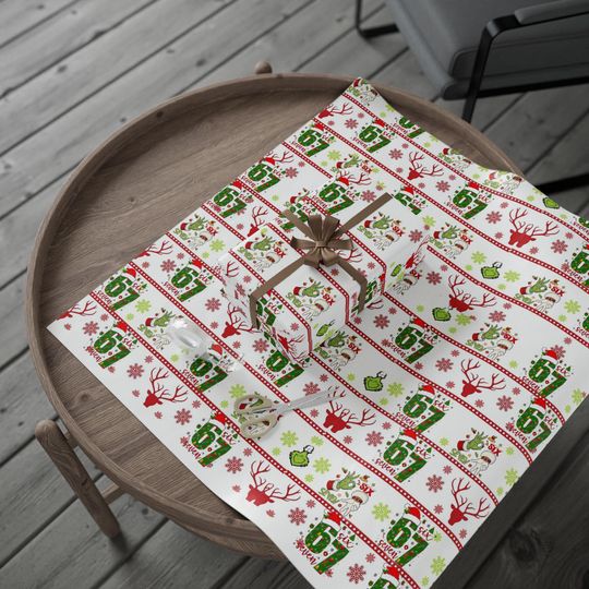 Gen Alpha 67 Wrapping Paper Christmas, Santa Funny Gift Wrap for Birthdays, Holidays & Parties, 67 meme gifts, Gift Wrap for Teens