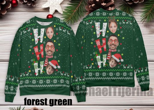 Ho Ho Ho Xmas Ugly Sweater, Personalize Face Ho Ho Ho Ugly Sweater, Custom Image Christmas Gift For Men Women Kid, Christmas Ugly Sweater