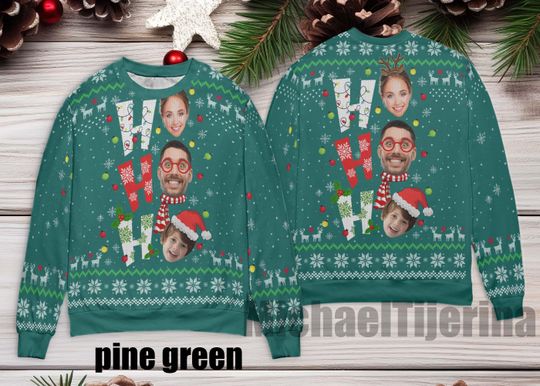 Ho Ho Ho Xmas Ugly Sweater, Personalize Face Ho Ho Ho Ugly Sweater, Custom Image Christmas Gift For Men Women Kid, Christmas Ugly Sweater