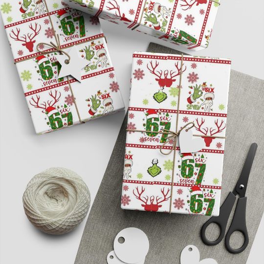 Gen Alpha 67 Wrapping Paper Christmas, Santa Funny Gift Wrap for Birthdays, Holidays & Parties, 67 meme gifts, Gift Wrap for Teens