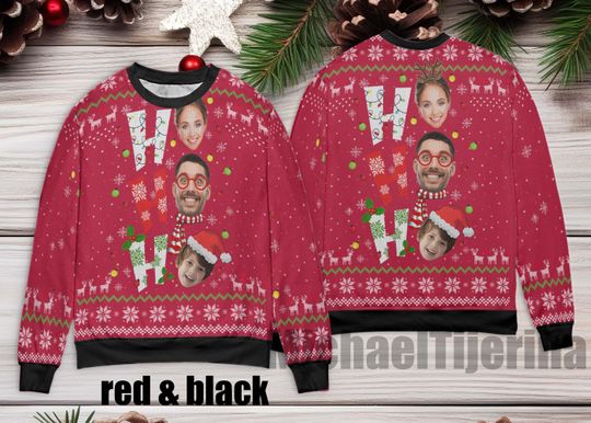Ho Ho Ho Xmas Ugly Sweater, Personalize Face Ho Ho Ho Ugly Sweater, Custom Image Christmas Gift For Men Women Kid, Christmas Ugly Sweater