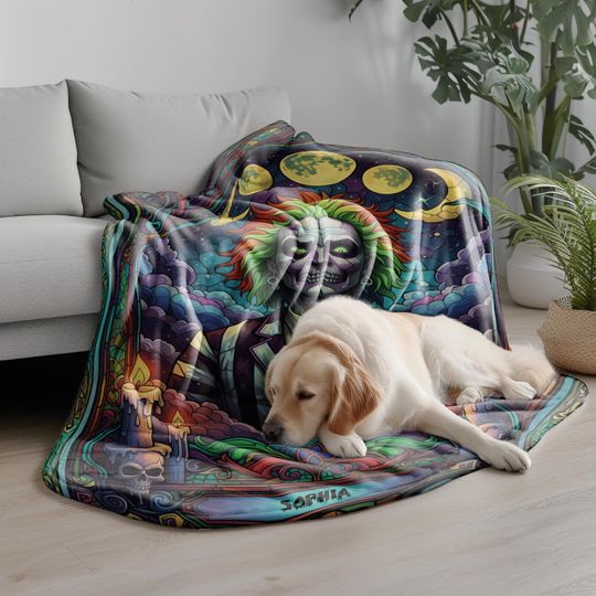 Beetlejuice Horror Blanket  Gothic Creepy Throw, Haunted House Bedding