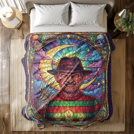 Freddy Krueger Fleece Blanket: Never Sleep Again - Horror Movie Bedding