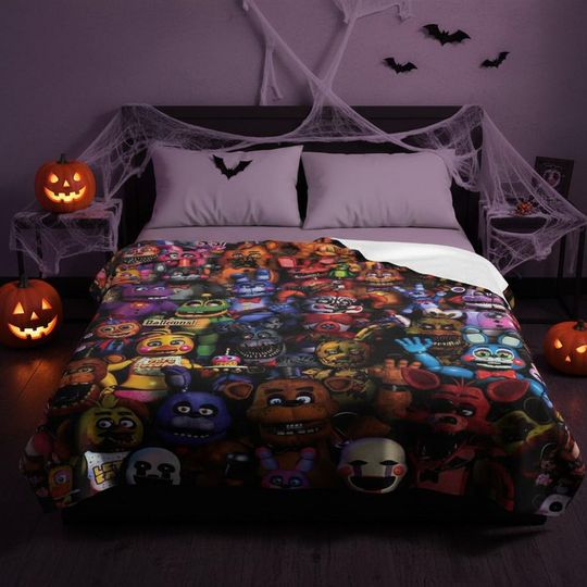Five Nights at Freddys Blanket, FNAF Fleece Blanket, Gamer Gift