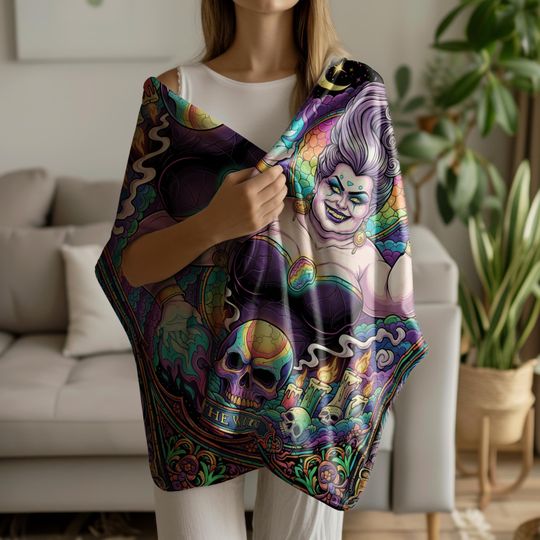 The Witch Blanket  Gothic Witch Fleece Blanket, Occult Stained Glass Style Bedding