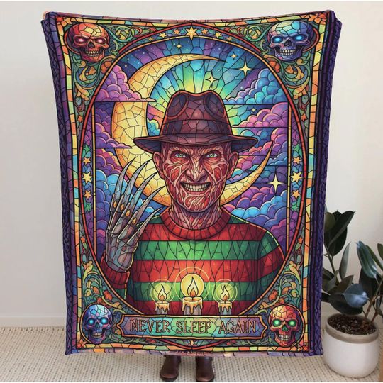 Freddy Krueger Fleece Blanket: Never Sleep Again - Horror Movie Bedding