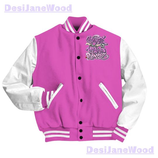 Dunkare 4 Hyper Violet Varsity Jacket - Make It Make Sense Varsity Jacket Unisex