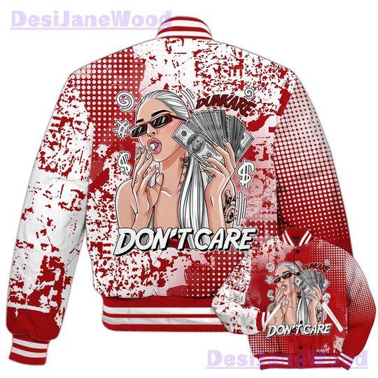 Dunkare Red Taxi 12s Varsity Jacket - IDC Unique Glitch Dot Varsity Jacket Unisex