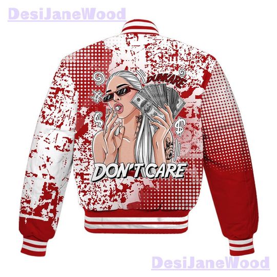 Dunkare Red Taxi 12s Varsity Jacket - IDC Unique Glitch Dot Varsity Jacket Unisex