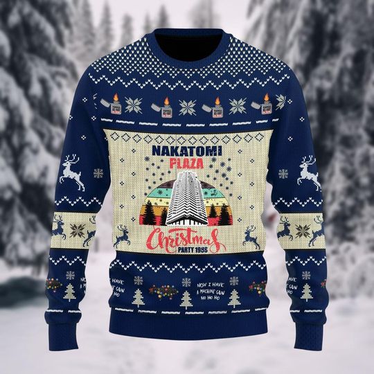 Nakatomi Plaza Xmas Sweater, 1988 Christmas Party Ugly Sweatshirt, 80s US Movie Funny Sweater