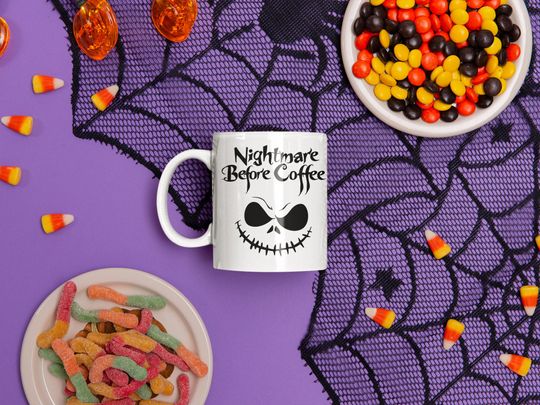 Nightmare Before Coffee Jack Skellington Mug, Nightmare Before Christmas Gift Cup, Coffee Lovers Spooky Gift Mug