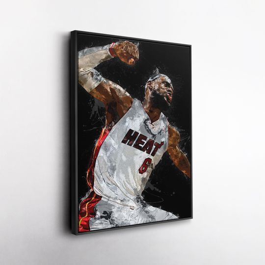 LeBron James Wall Art  Miami Heat Print, NBA Basketball Decor, Poster Gift for Fan Room, Man Cave, or Office