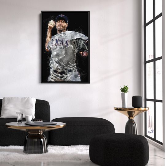 Max Scherzer Print - Texas Rangers Wall Art, Decor for Home & Man Cave, Baseball Gift