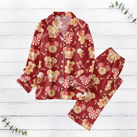 Gingerbread Christmas Pajamas Set, Cookie Cake Holiday Pajamas, Merry Christmas Loungewear