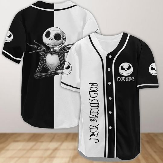 Custom Jack Skellington Baseball Jersey, Nightmare Before Christmas Baseball Jersey, Disney Baseball Baseball Jersey