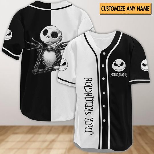 Custom Jack Skellington Baseball Jersey, Nightmare Before Christmas Baseball Jersey, Disney Baseball Baseball Jersey