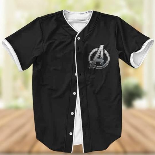Marvel Avengers Logo Baseball Jersey for Men, Superhero Movie Baseball Uniform