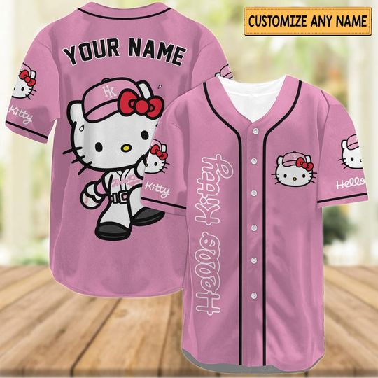Personalized Hello Kitty Baseball Jersey Shirt, Hello Kitty Baseball Shirt
