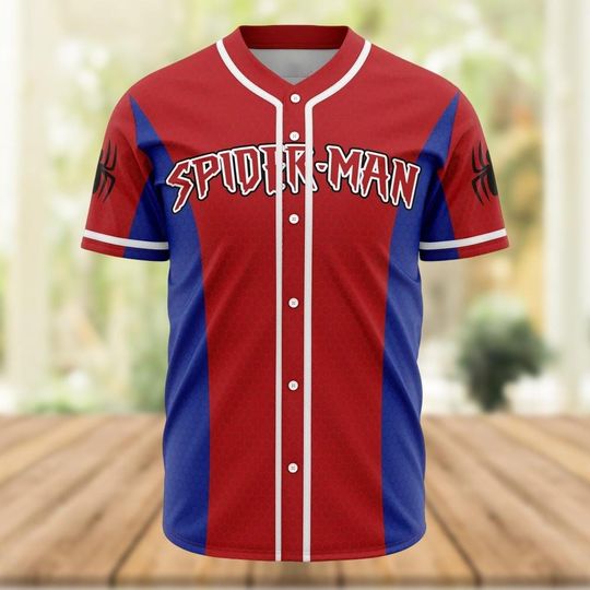 Spider-Man Baseball Jersey for Men, Superhero Baseball Shirt