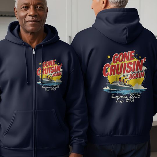 Cruise Ship Full Zip Up Hoodie Sweatshirt Summer 2025 Senior Trip Relaxed
