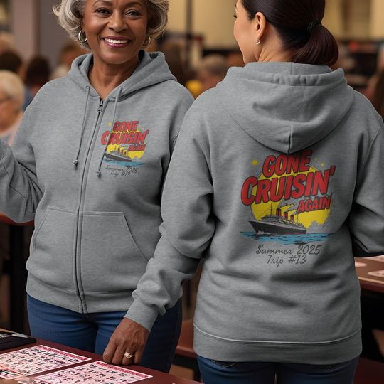 Cruise Ship Full Zip Up Hoodie Sweatshirt Summer 2025 Senior Trip Relaxed