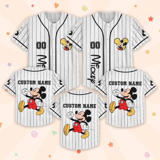 Custom Mickey Mouse Baseball Jersey, Mickey And Friends Matching Outfit