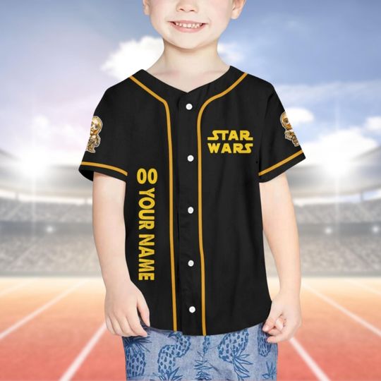 Custom C 3PO Baseball Jersey, Star Wars Character Baseball Jersey Shirt