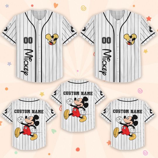 Custom Mickey Mouse Baseball Jersey, Mickey And Friends Matching Outfit