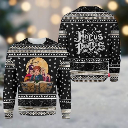 Hocus Pocus Ugly Sweater, Sanderson Sisters Sweater, Hocus Pocus Xmas Sweater, Spooky Season Holiday Sweater, Sweaters For Women