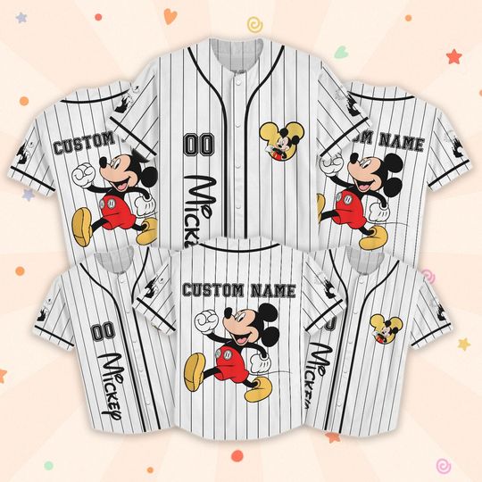 Custom Mickey Mouse Baseball Jersey, Mickey And Friends Matching Outfit