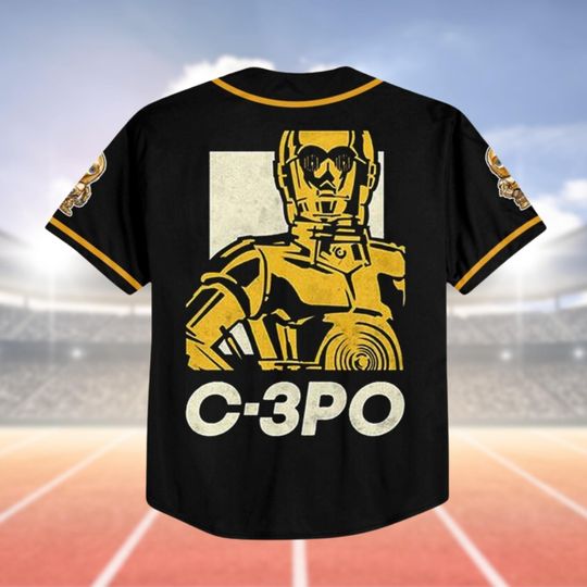 Custom C 3PO Baseball Jersey, Star Wars Character Baseball Jersey Shirt