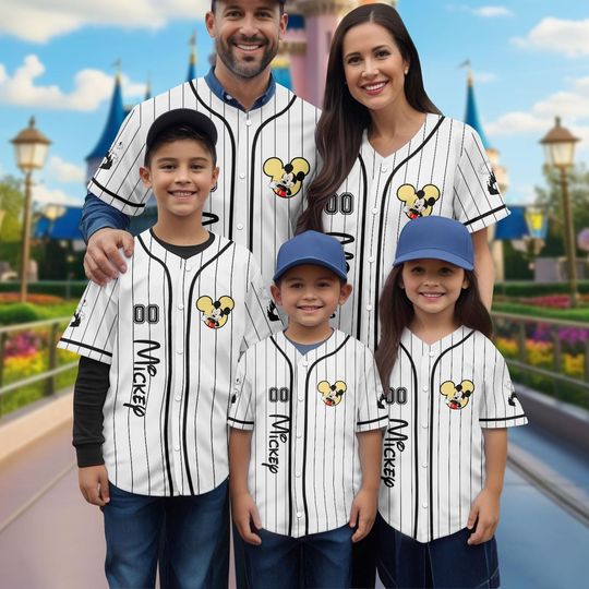 Custom Mickey Mouse Baseball Jersey, Mickey And Friends Matching Outfit