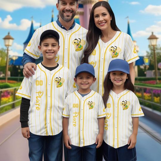 Custom Disney Pluto Baseball Jersey, Mickey And Friends Matching Outfit
