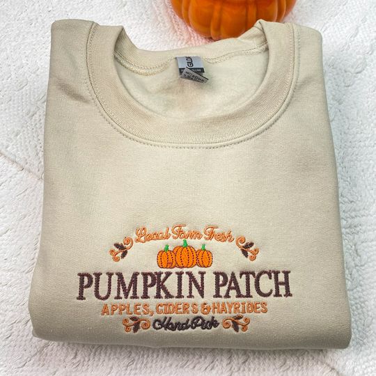 Fall Pumpkin Patch Embroidered Sweatshirt, Embroidery Fall  , Pumpkin