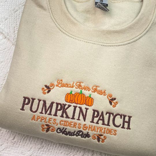Fall Pumpkin Patch Embroidered Sweatshirt, Embroidery Fall  , Pumpkin