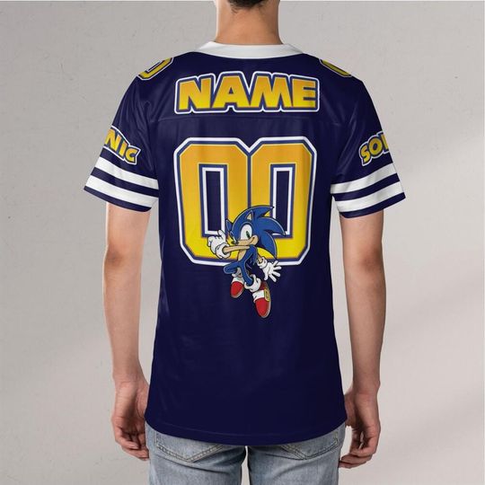 Personalize Sonic The Hedgehog Navy Blue, Custom Baseball, Sonic the Hedgehog Sports Jersey, Gamer Gift Outfit